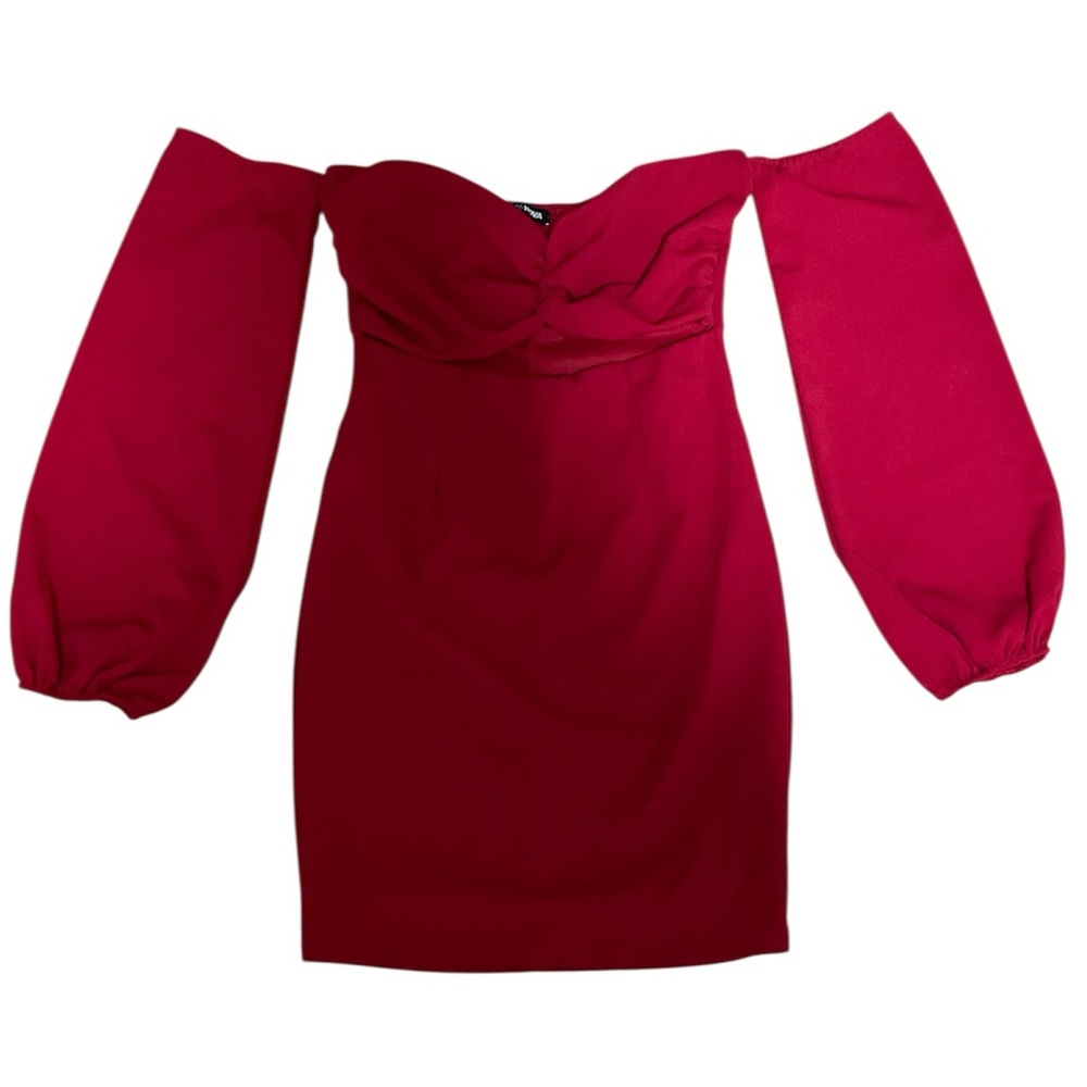 Fashion Nova Bold Red Long Sleeve Dress